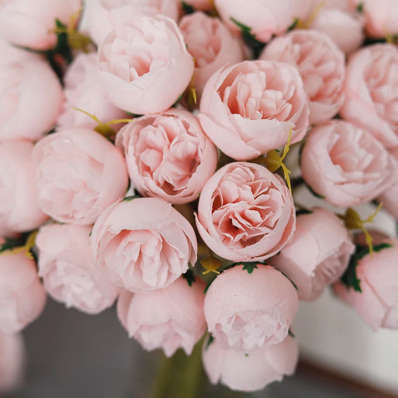 27-Head Artificial Peony Rose Bouquet – Soft Silk Flowers for Vase & Wedding Decor