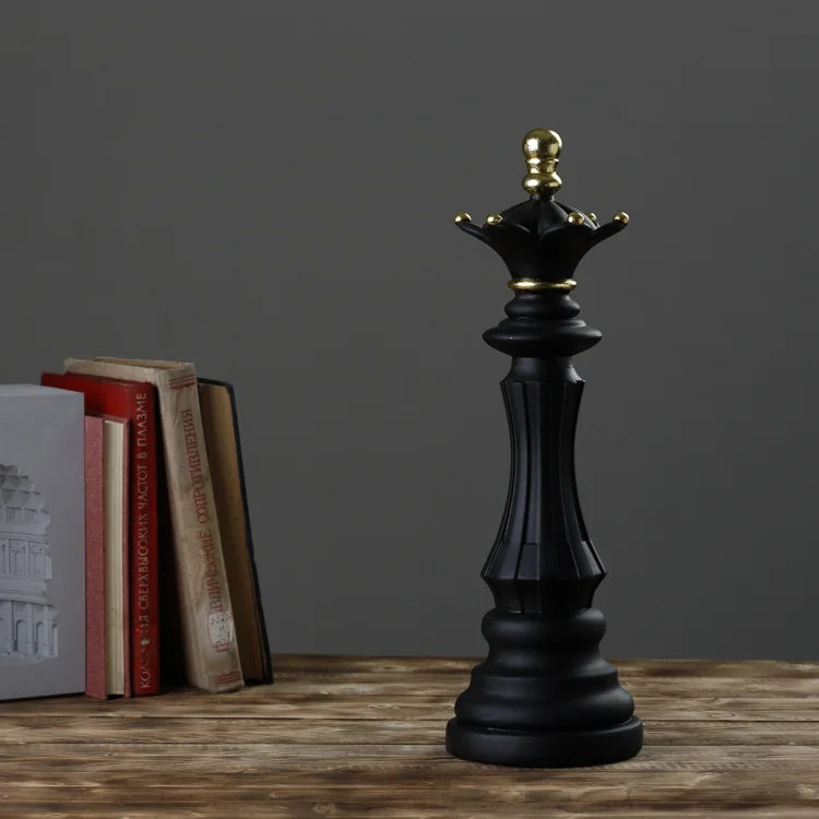 Luxury Resin Chess Figurine Set – King, Queen & Knight Decorative Sculptures for Home & Office