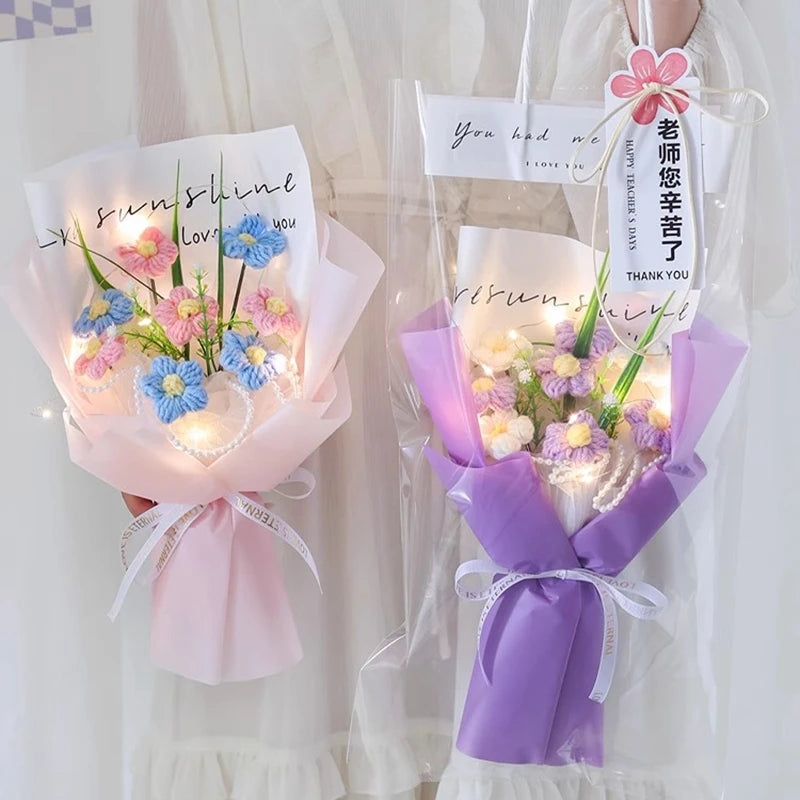 Crochet LED Flower Bouquet – Handmade Graduation & Wedding Gift