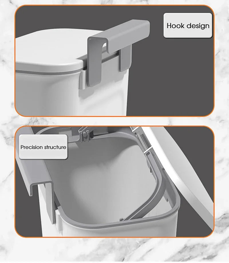 Wall Mounted Trash Can β 9L Hanging Waste Bin with Lid for Kitchen, Bathroom & Garage
