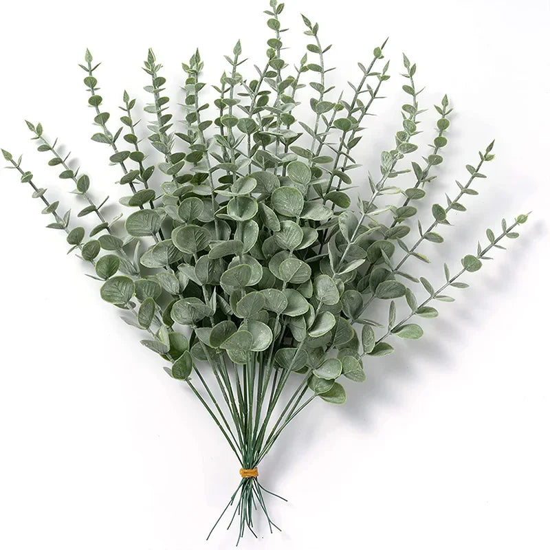 20PCS Artificial Eucalyptus Stems – Silver Dollar Leaf Picks for Bouquets & DIY Floral Decor