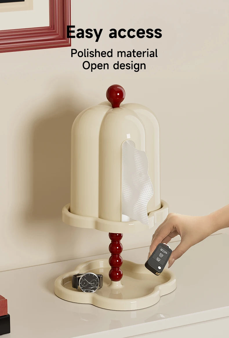Luxury Retro Tissue Box – French-Inspired Coffee Roll Paper Holder with Tray Organizer