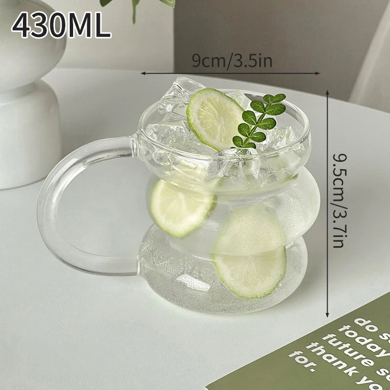 3D Cloud Glass Cup – Heat-Resistant Iced Coffee & Juice Tumbler