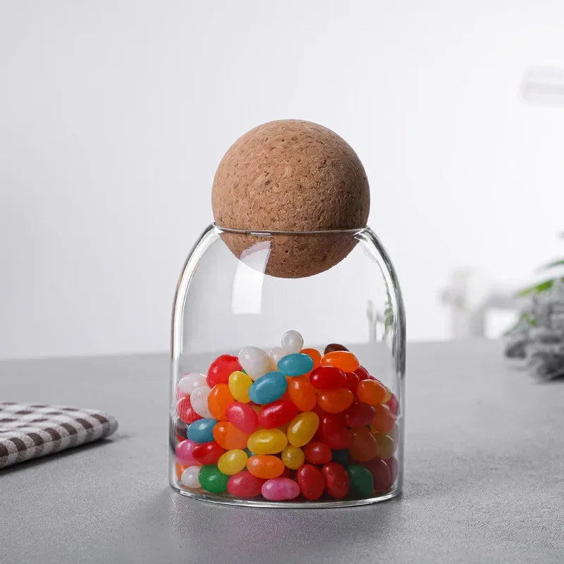 Minimalist Glass Storage Jar with Natural Cork Lid – 4 Sizes | Airtight Food Container for Pasta, Tea, Coffee & Spices