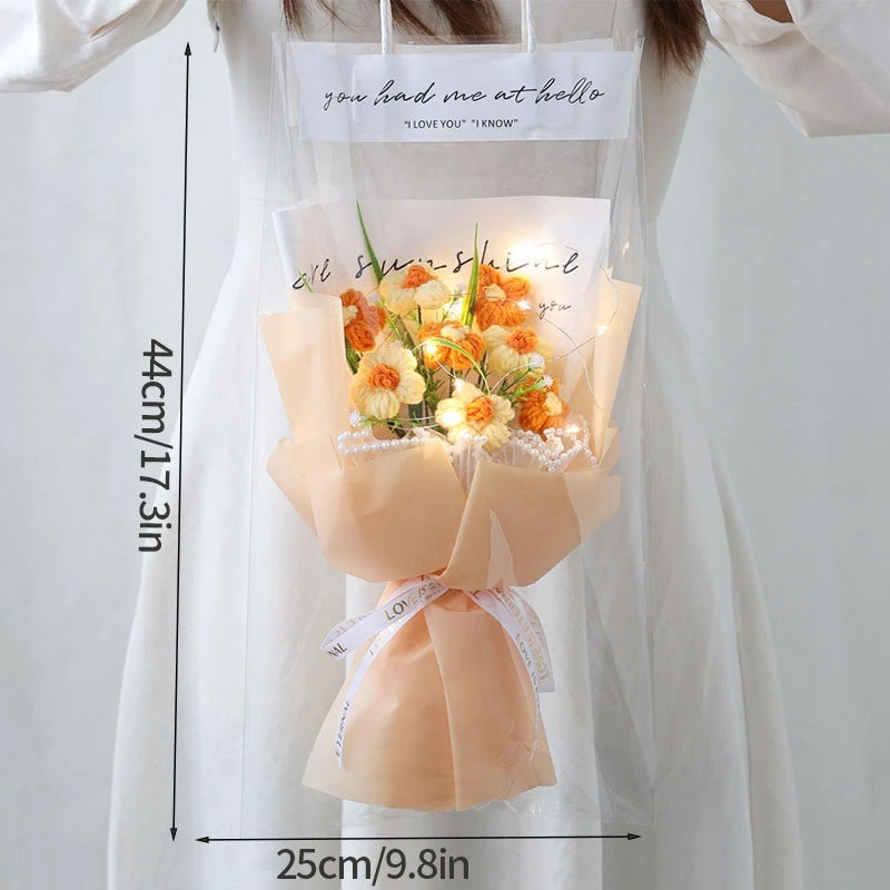 Crochet LED Flower Bouquet – Handmade Graduation & Wedding Gift