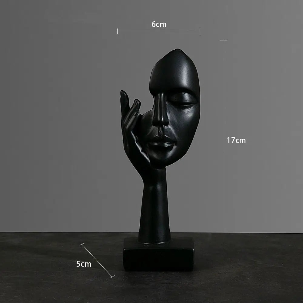 Abstract Resin Face Sculpture – Nordic Style Desktop Art Figurine for Home & Office Decor