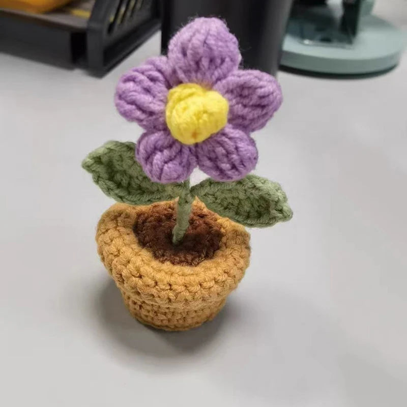 DIY Handwoven Woolen Mini Potted Flower – Cute Desk Decor & Gift
