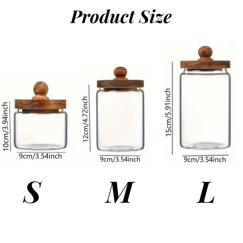 Airtight Glass Storage Jars with Wooden Lids