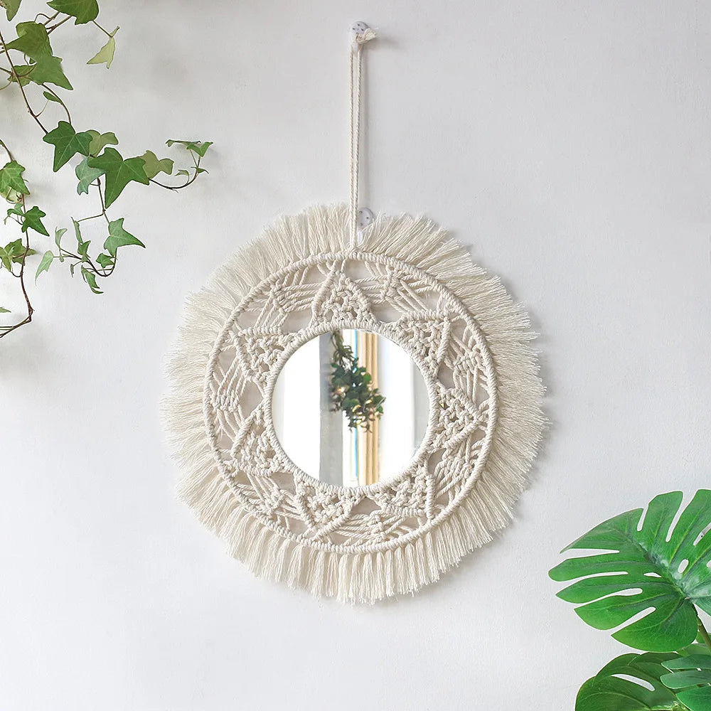 Boho Macrame Wall Mirror β Handmade Hanging Decor for Bedroom & Nursery