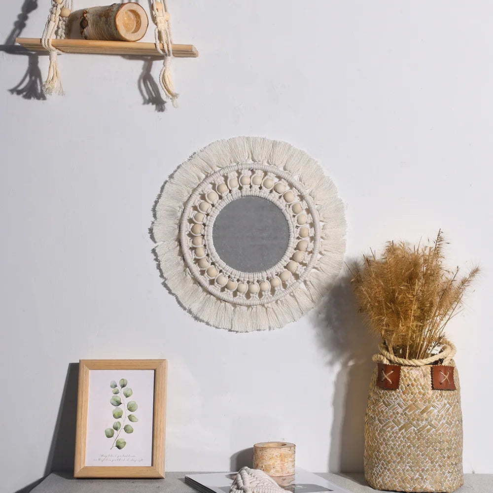 Boho Macrame Wall Mirror β Handmade Hanging Decor for Bedroom & Nursery