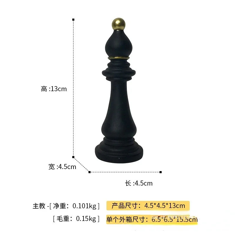 Luxury Resin Chess Figurine Set – King, Queen & Knight Decorative Sculptures for Home & Office