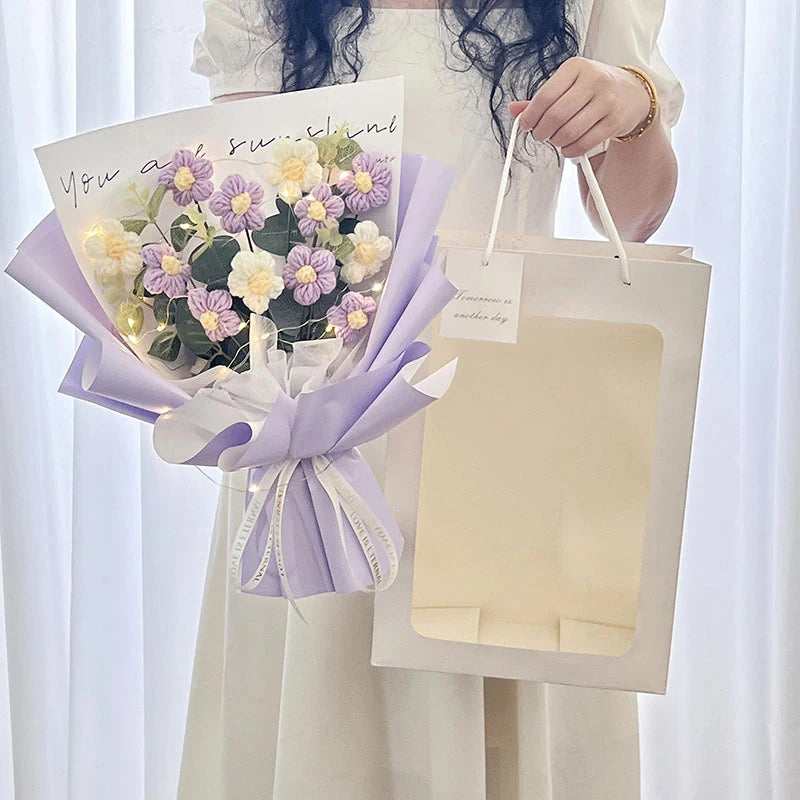 Crochet LED Flower Bouquet – Handmade Graduation & Wedding Gift