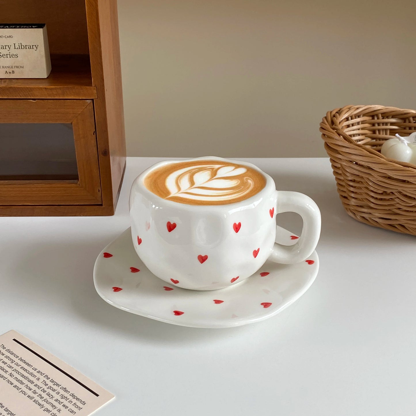 Cloud & Heart Mug Set – Ceramic Cup with Matching Saucer