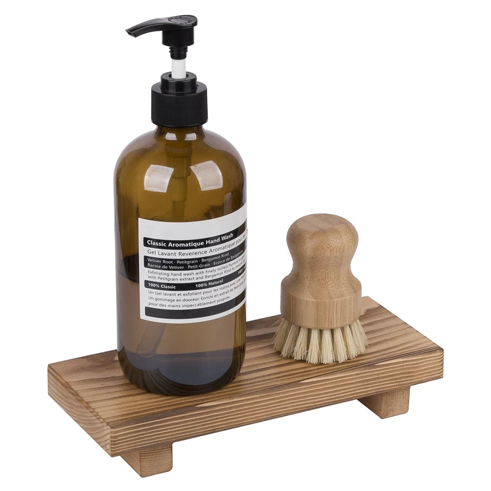 Rustic Wood Pedestal Stand – Small Decorative Riser Tray for Candle, Plant, or Soap Display