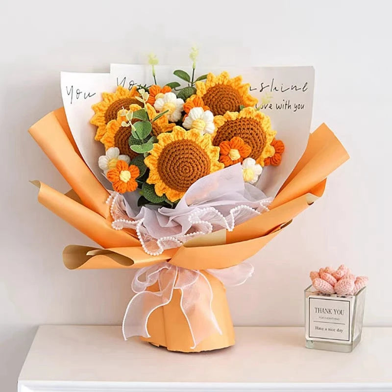 Crochet LED Flower Bouquet – Handmade Graduation & Wedding Gift