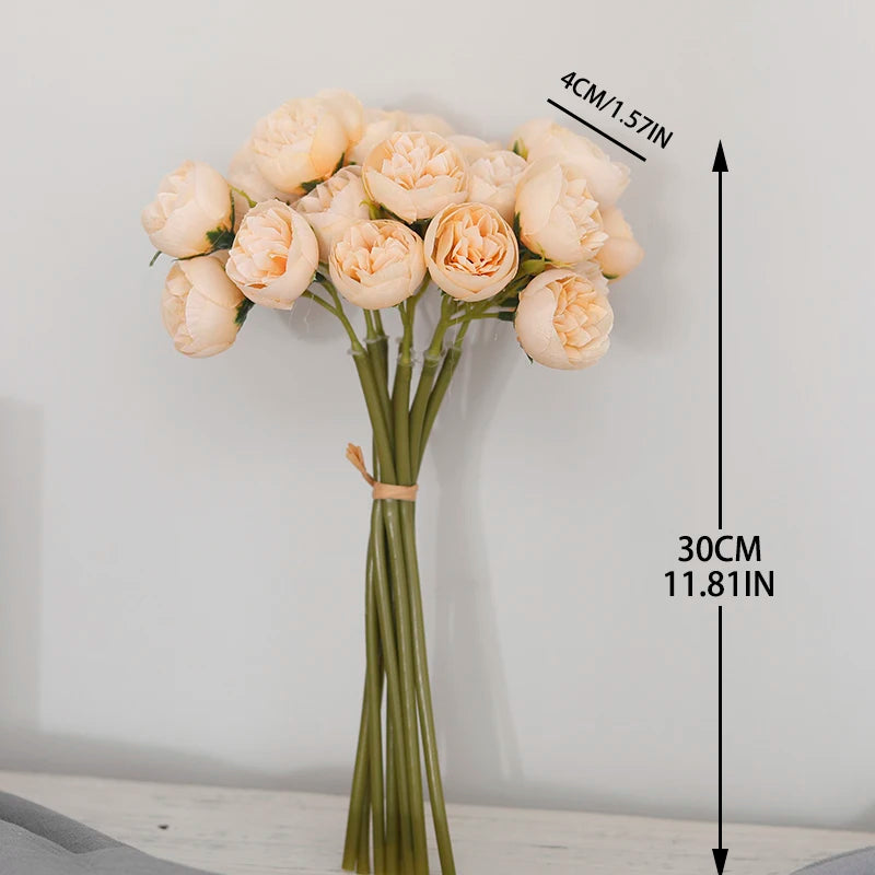 27-Head Artificial Peony Rose Bouquet – Soft Silk Flowers for Vase & Wedding Decor