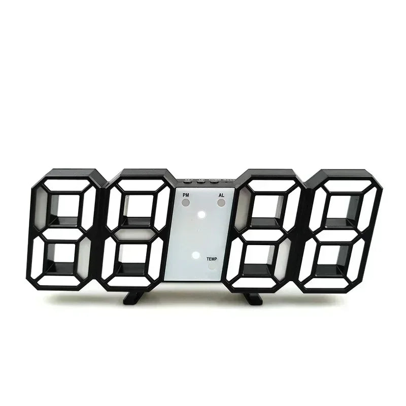 3D LED Digital Alarm Clock with Time, Date & Temperature – Modern Wall & Desk Display