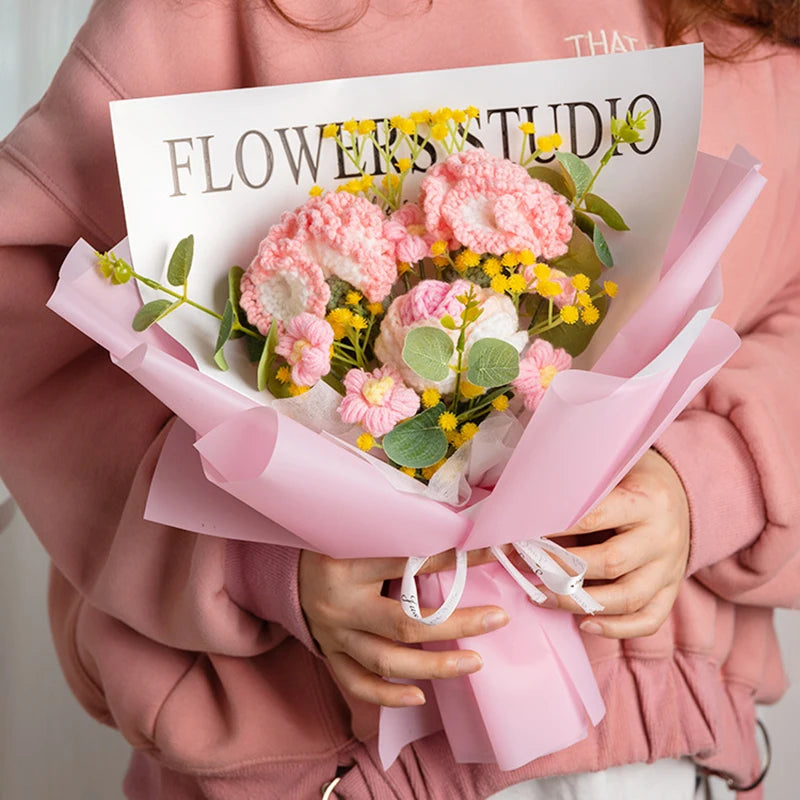 Crochet LED Flower Bouquet – Handmade Graduation & Wedding Gift