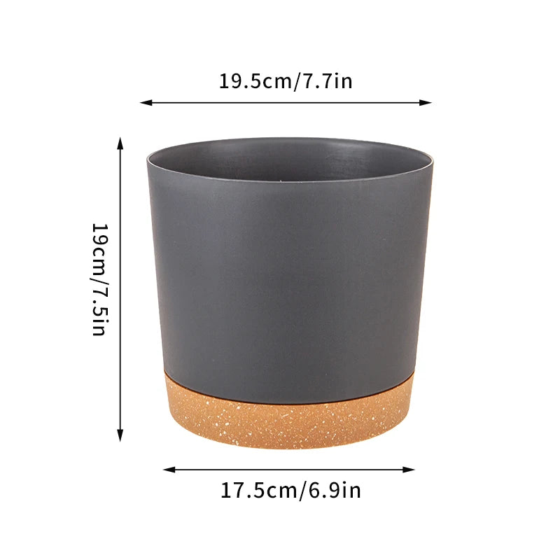 Modern Circular Indoor Plant Pot with Tray – Succulent & Bonsai Planter for Home Decor