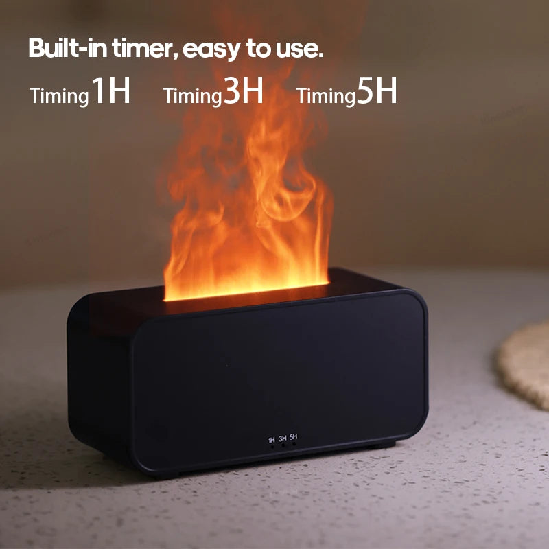 Flame Aroma Diffuser with LED Light & Timer – 120ml Portable Humidifier