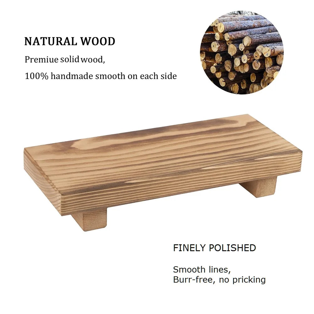 Rustic Wood Pedestal Stand – Small Decorative Riser Tray for Candle, Plant, or Soap Display