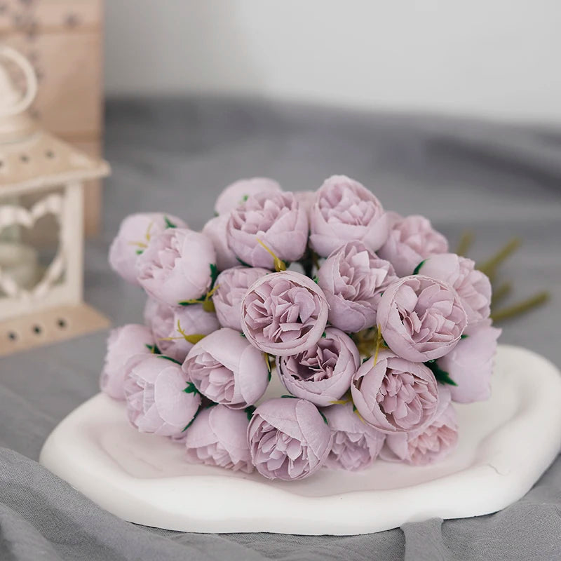 27-Head Artificial Peony Rose Bouquet – Soft Silk Flowers for Vase & Wedding Decor