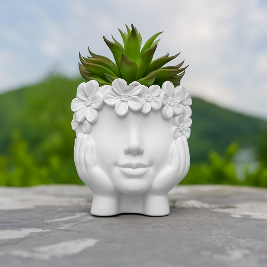 Creative Female Face Resin Flower Pot – Elegant Modern Art Planter for Indoor & Outdoor Decor