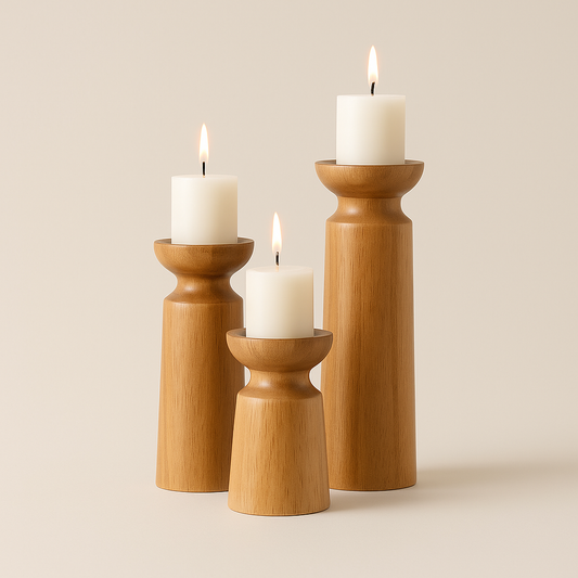 Rustic Wooden Candle Holder – Handcrafted Pillar Stand for Tables, Mantels & Cozy Corners