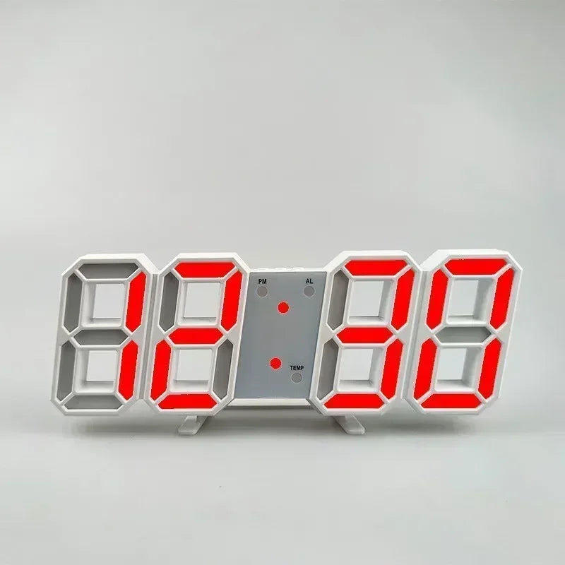 3D LED Digital Alarm Clock with Time, Date & Temperature – Modern Wall & Desk Display