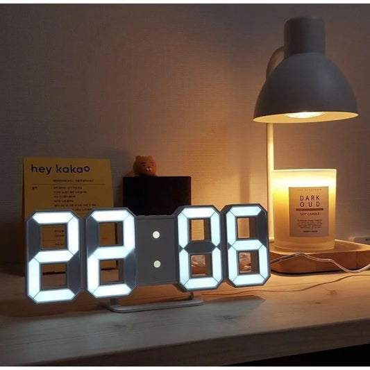 3D LED Digital Alarm Clock with Time, Date & Temperature – Modern Wall & Desk Display