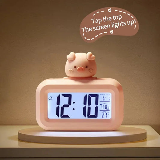 LED Digital Alarm Clock – Cute Cartoon Desk Clock with Night Light