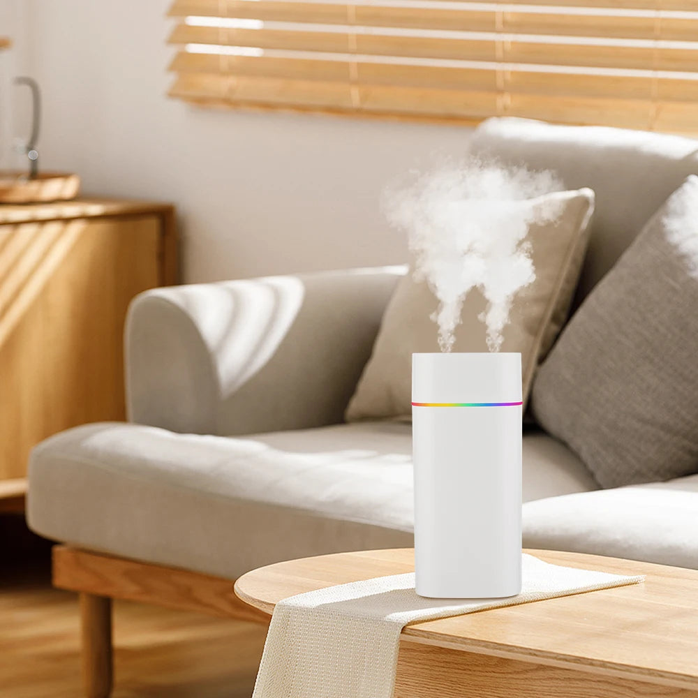 USB Cool Mist Humidifier – 600ml Portable Aromatherapy Diffuser with Night Light for Home & Car