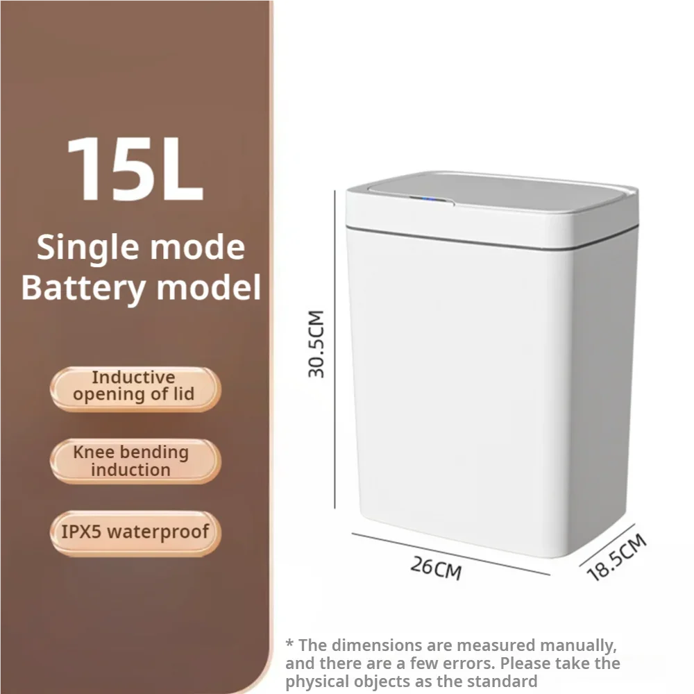 Smart Sensor Bathroom Trash Can – 15L Touchless with Automatic Bagging