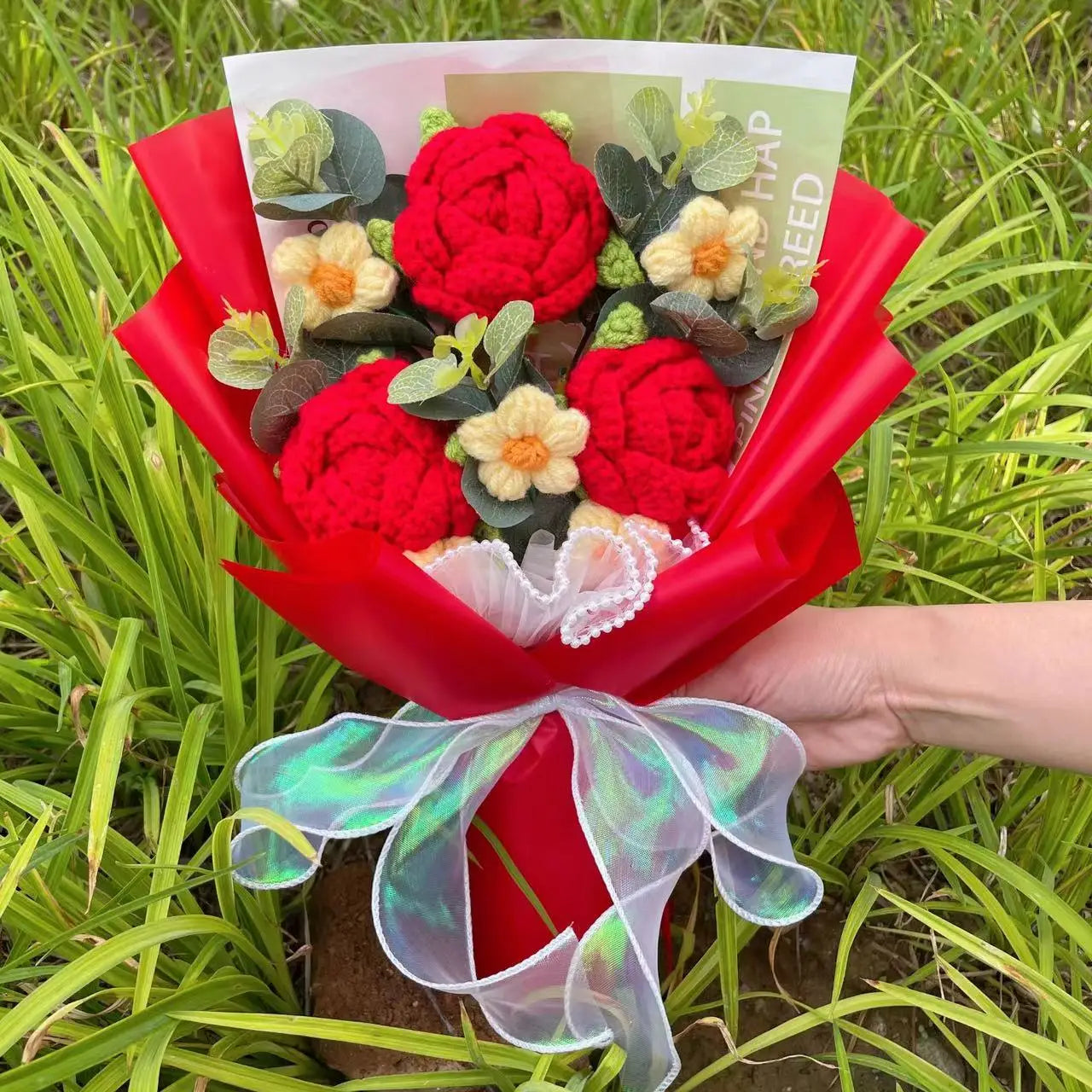 Handcrafted Knitted Flower Bouquet – Cozy Crochet Blooms for Gifting & Décor