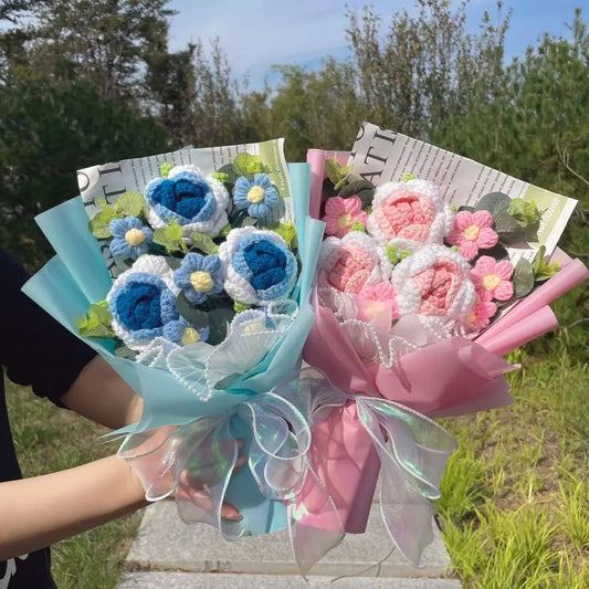 Handcrafted Knitted Flower Bouquet – Cozy Crochet Blooms for Gifting & Décor