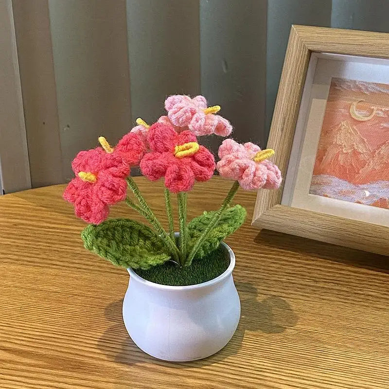 DIY Handwoven Woolen Mini Potted Flower – Cute Desk Decor & Gift