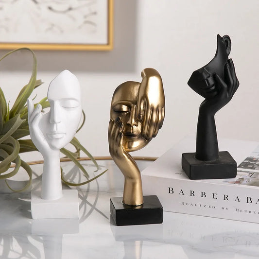 Abstract Resin Face Sculpture – Nordic Style Desktop Art Figurine for Home & Office Decor