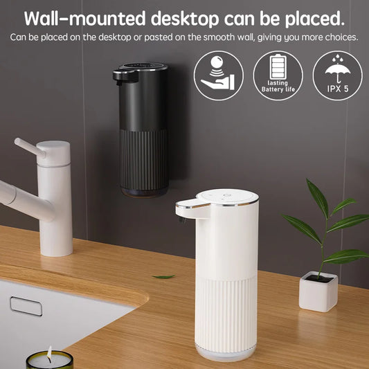 Smart Touchless Automatic Soap Dispenser – Wall-Mounted or Desktop Use | Rechargeable USB Foam & Liquid Hand Wash Pump (360ml)