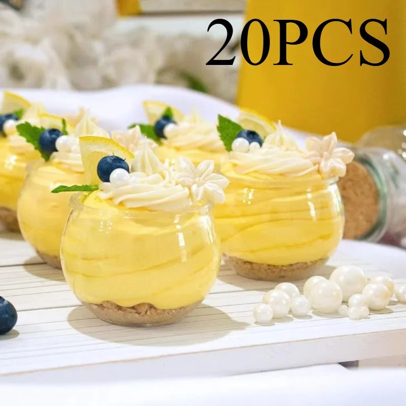 Mini Honey Pot Dessert Cups – 10/20PCS Clear Round Snack & Pudding Containers