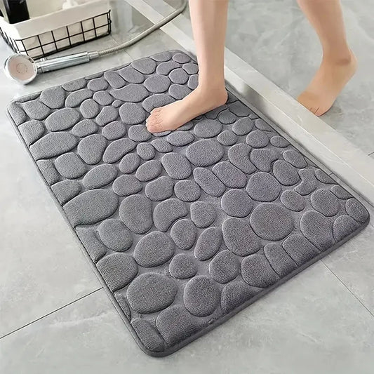 3D Cobblestone Bathroom Mat – Ultra Soft, Anti-Slip, Quick Drying