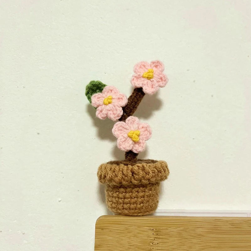 DIY Handwoven Woolen Mini Potted Flower – Cute Desk Decor & Gift