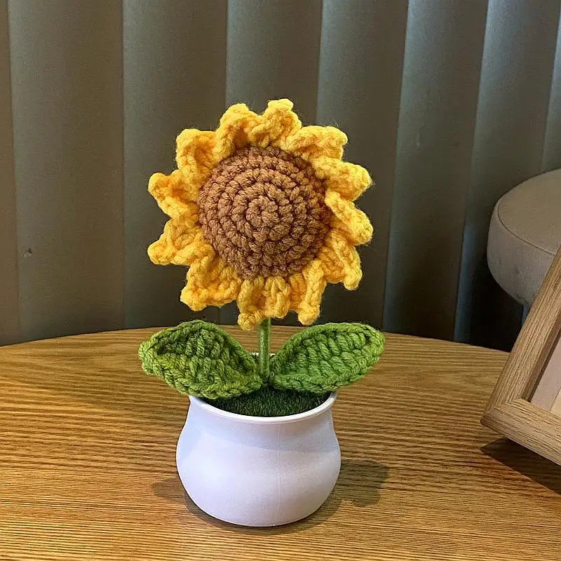 DIY Handwoven Woolen Mini Potted Flower – Cute Desk Decor & Gift
