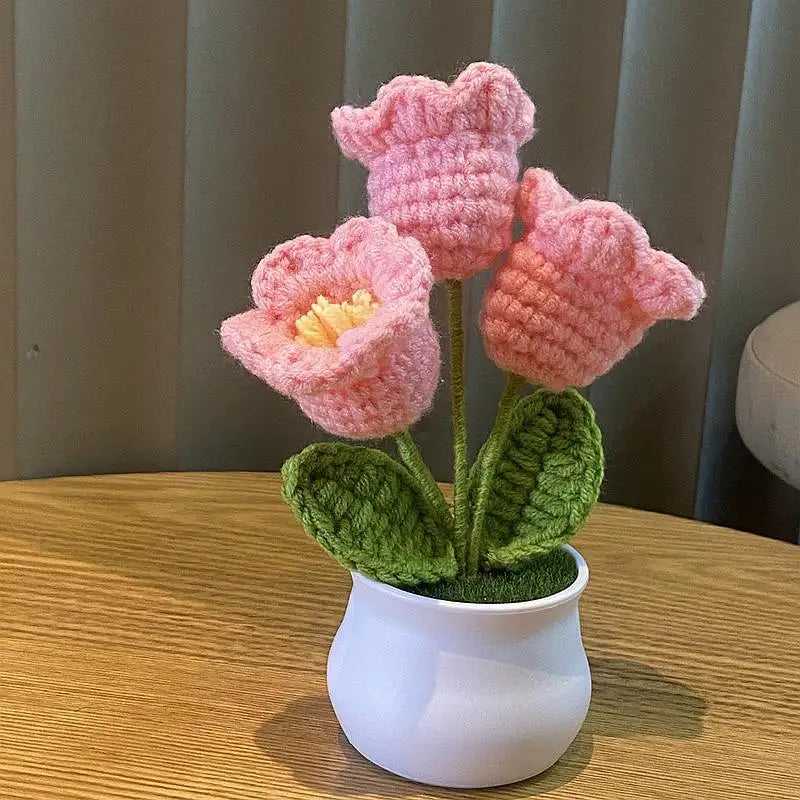 DIY Handwoven Woolen Mini Potted Flower – Cute Desk Decor & Gift