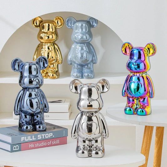 Aesthetic Ceramic Bearbrick Statue – Colorful Modern Home Decor Figure (17/27cm)