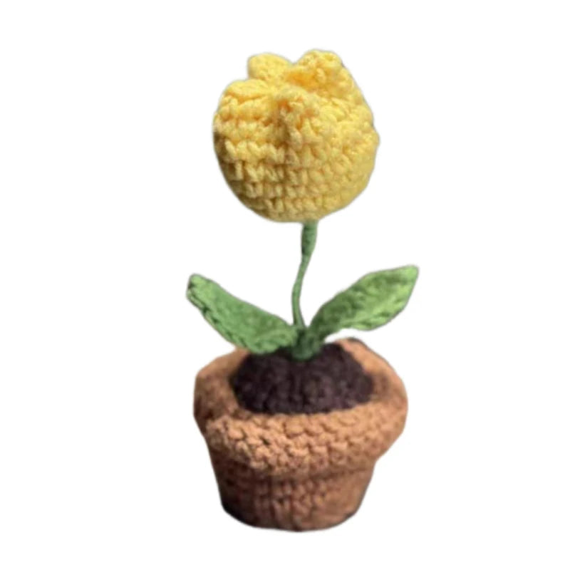 DIY Handwoven Woolen Mini Potted Flower – Cute Desk Decor & Gift