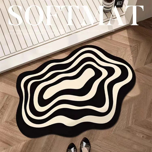 Wavy Abstract Quick-Dry Rug – Soft Diatom Mat for Bathroom, Entryway, or Sink