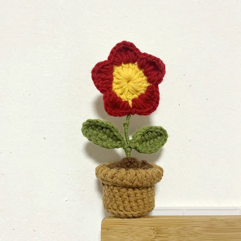 DIY Handwoven Woolen Mini Potted Flower – Cute Desk Decor & Gift