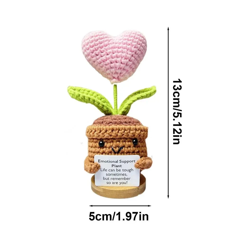 Positive Energy Crochet Flower Dolls – Emotional Support Hug Plants for Desk & Home Decor