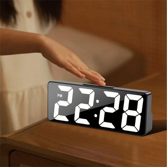 Modern LED Digital Alarm Clock with Temperature Display – Adjustable Brightness & 12/24 Hour Format