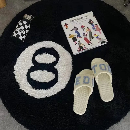 8 Ball Billiards Round Plush Rug – Anti-Slip Soft Carpet for Bedroom or Lounge